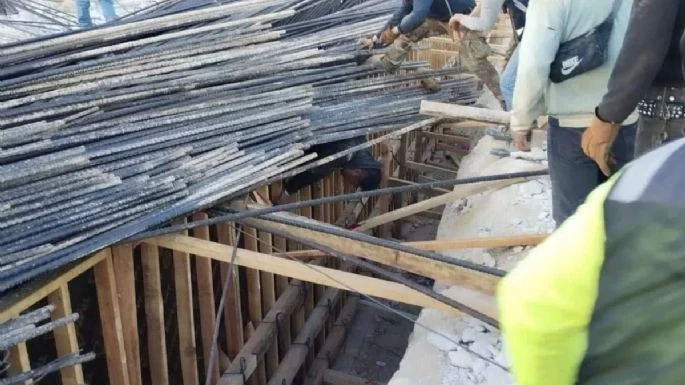 Se desploma estructura de concreto del Tren Maya; dos trabajadores lesionados