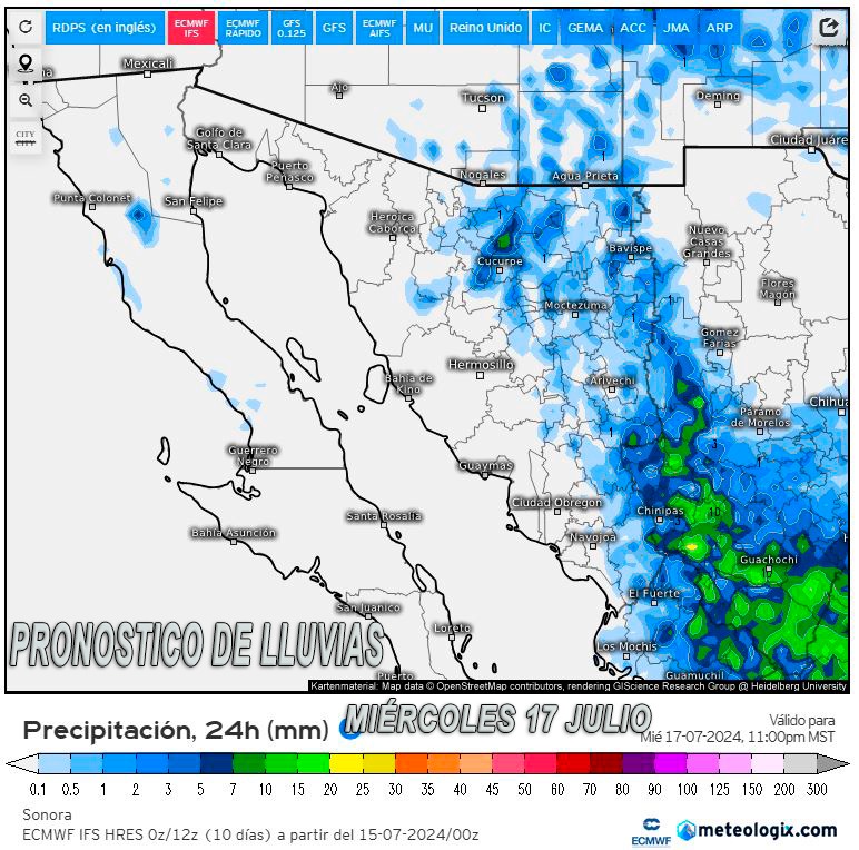 CONTINÚA PRONÓSTICO DE LLUVIAS FUERTES EN ALGUNOS PUNTOS DE SONORA