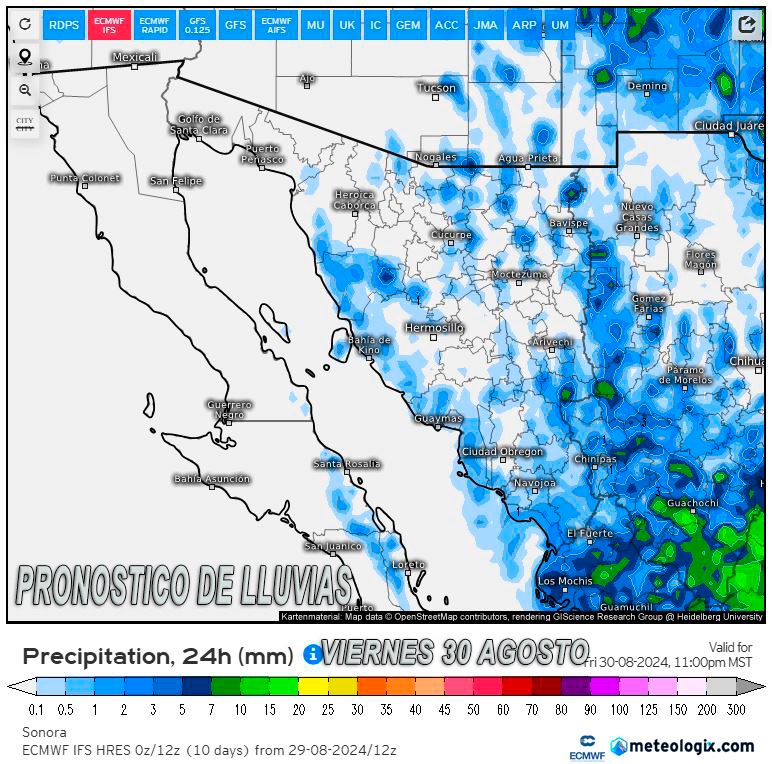 CONTINÚAN CONDICIONES DE MÁS LLUVIA, VIENTO Y GRANIZO EN SONORA