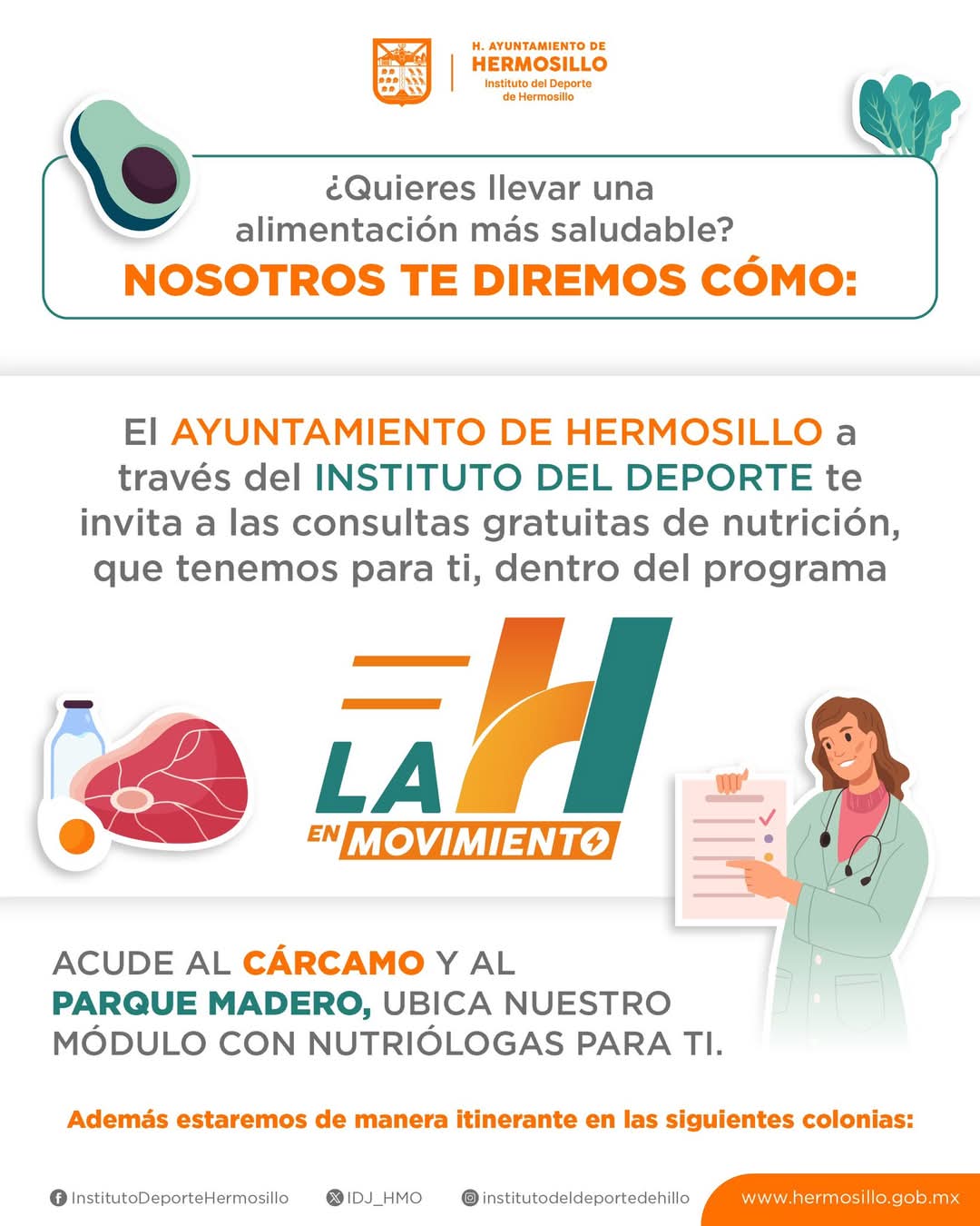 Ofrecen consultas gratuitas de nutrición en “La H en Movimiento”