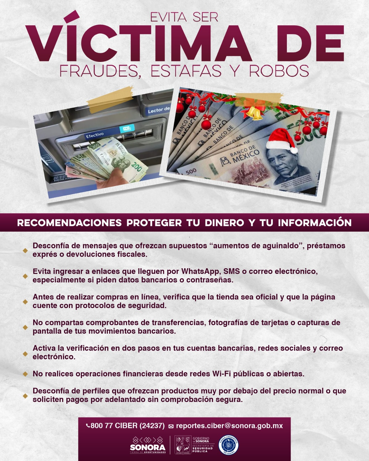 LLAMAN A EXTREMAR PRECAUCIONES PARA EVITAR FRAUDES EN TEMPORADA DE AGUINALDOS