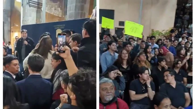 Increpan universitarios a Fernández Noroña en asamblea