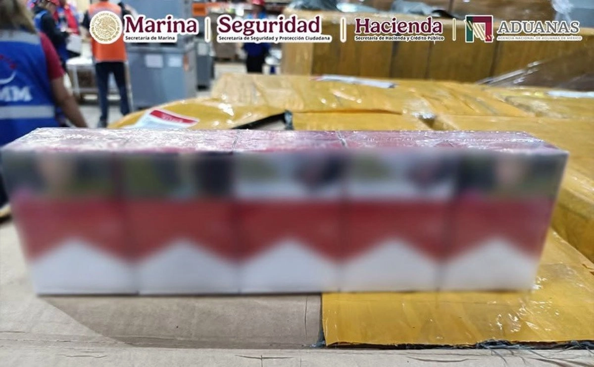 Decomisan millones de cigarros ilegales en aeropuerto CDMX
